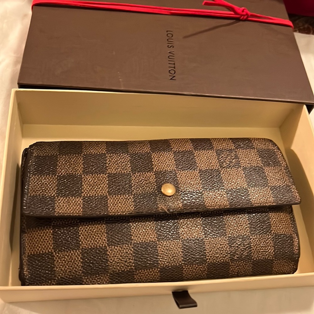 Louis Vuitton Brown Damier Ebene Checkered Wallet